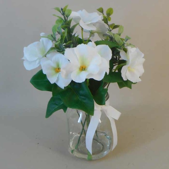 Pansies in Glass Jar Artificial Flower Arrangements